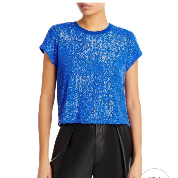 Generation Love Blue Sequin Crop Tee - Picture 1 of 4